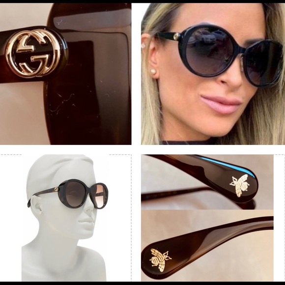 GUCCI HAVANA ROUND OVERSIZED SUNGLASSES, ON LIST 50 MOST ICONIC SHAPES - Picture 4 of 16